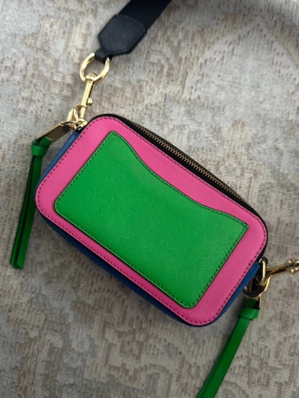 RARE Marc Jacobs Pink and Green Snapshot Camera Bag with Playboy Strap
